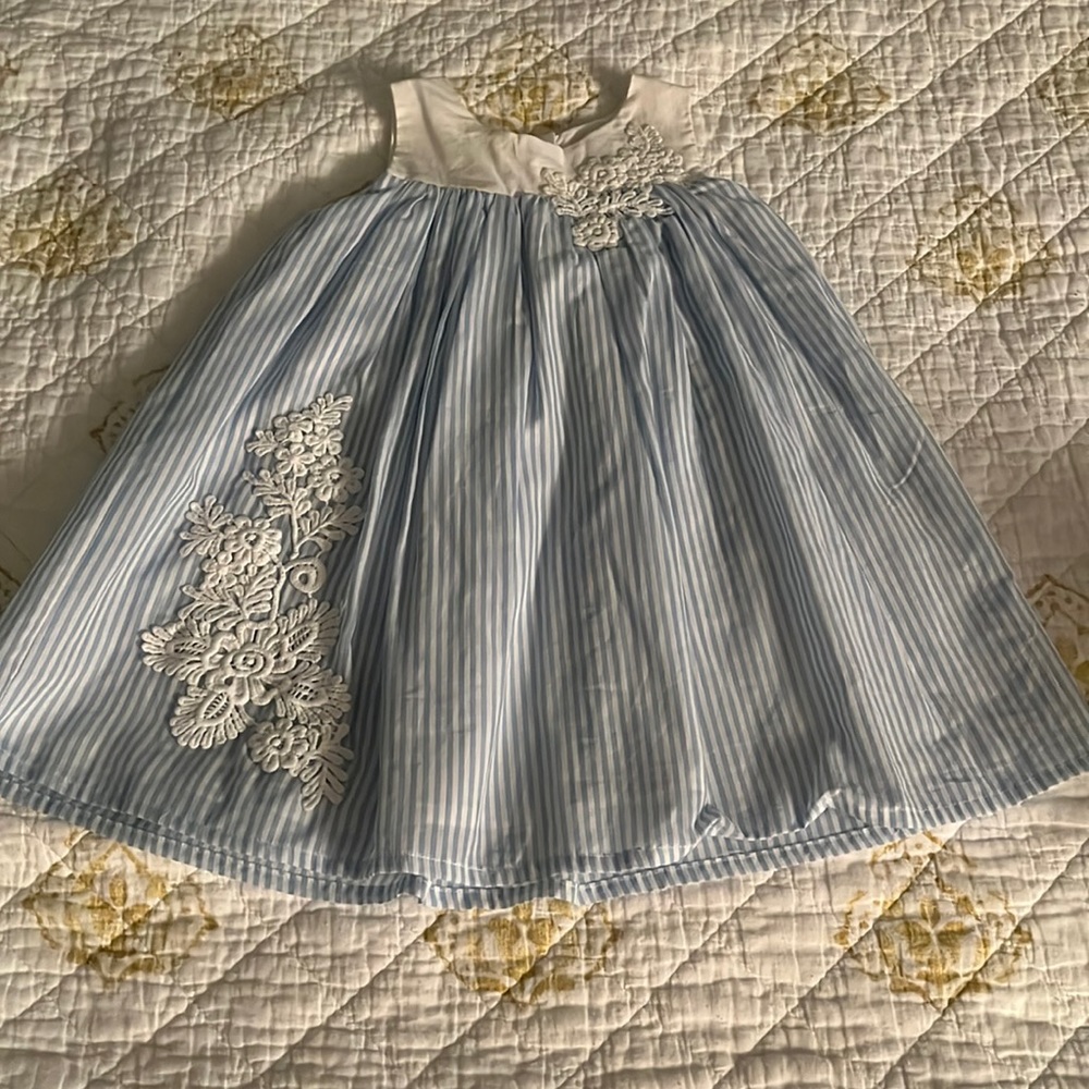 Blue and white striped dress, 2T, NWT